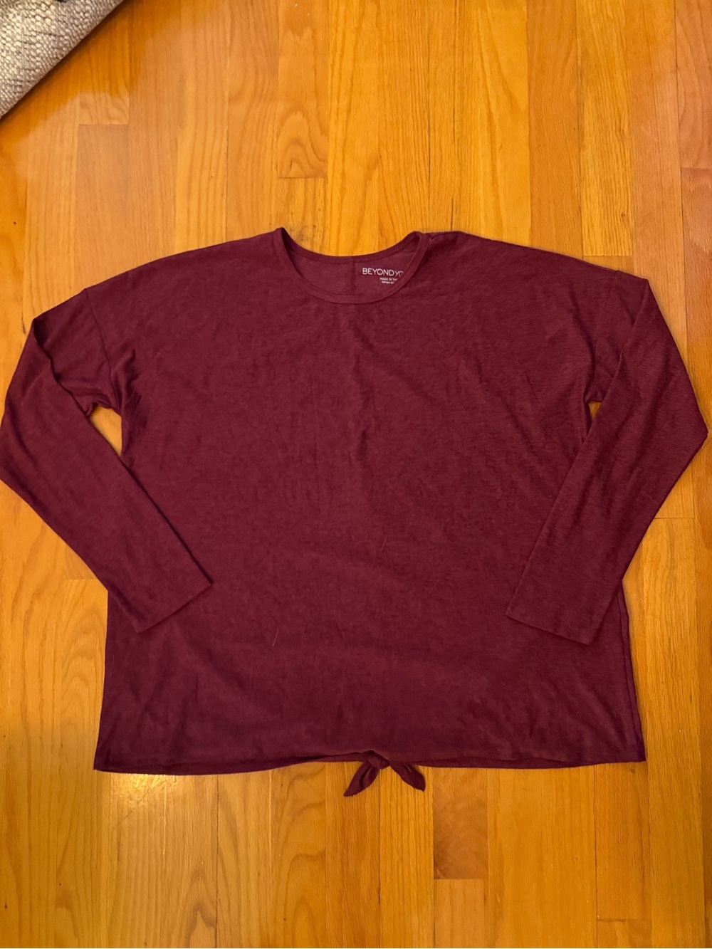 Beyond Yoga Maroon Long Sleeve Front-Tie Pullover